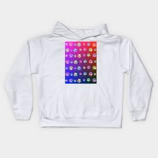 COLORFUL Dog Paw Print On Dark Blue Kids Hoodie